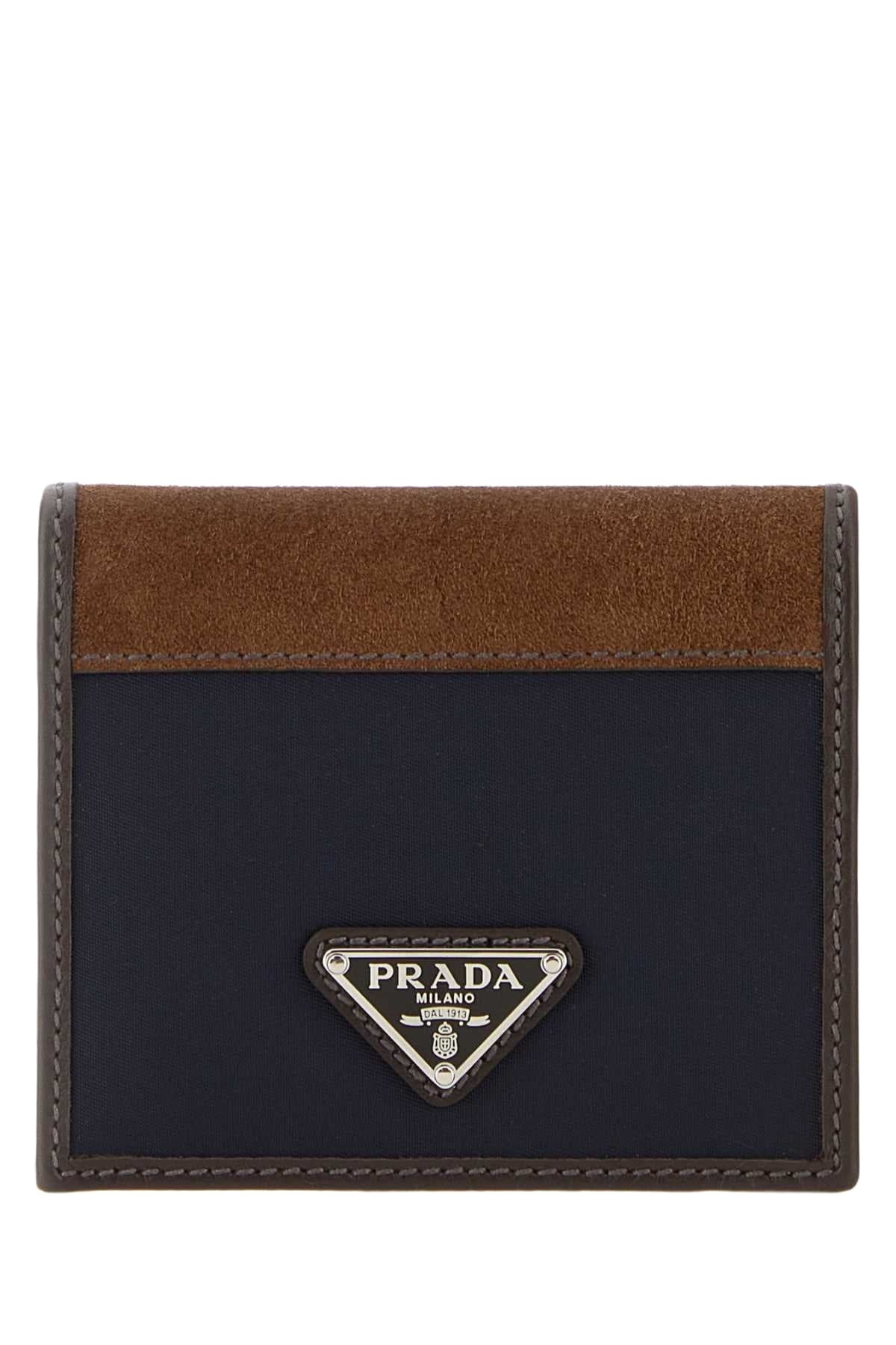 Prada Two-tone Fabric And Suede Wallet