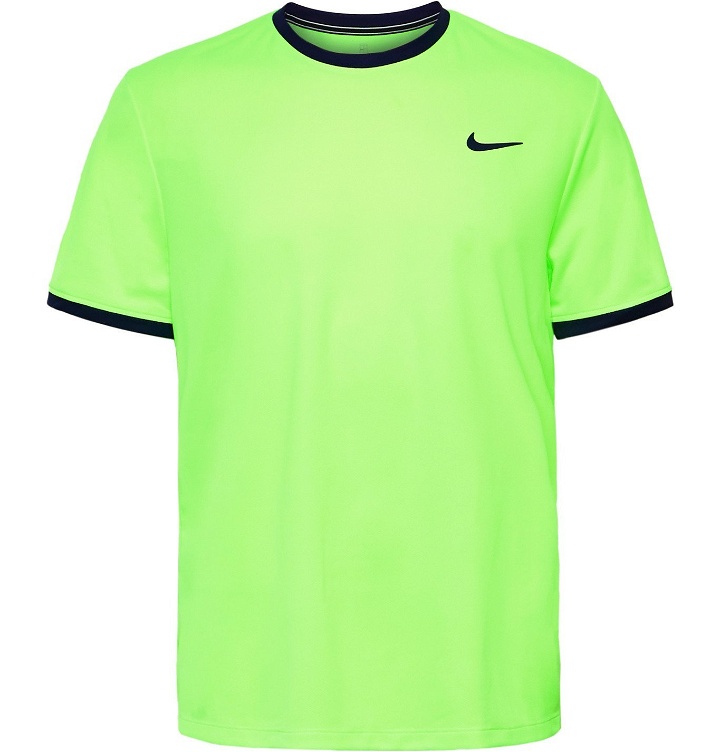 Photo: Nike Tennis - Two-Tone NikeCourt Dri-FIT Tennis T-Shirt - Yellow