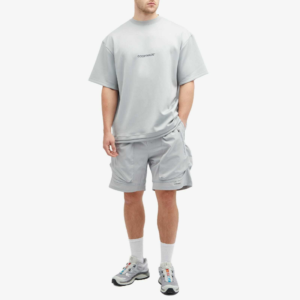 GOOPiMADE Men's ® “DE-05” Oversized Logo T-Shirt in Grey