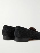 clothsurgeon - Kvadrat Arthur Sleep Leather-Trimmed Wool-Blend Bouclé Slippers - Black