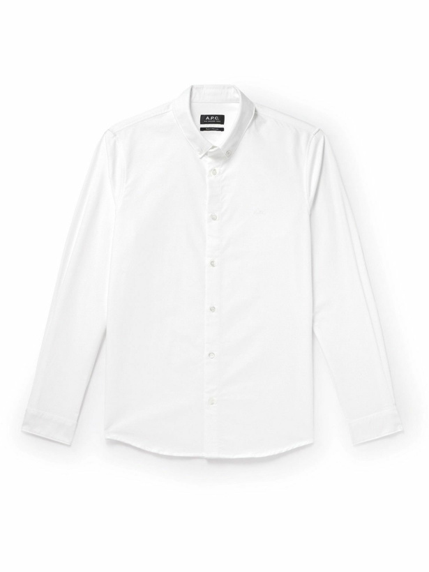 Photo: A.P.C. - Greg Button-Down Collar Logo-Embroidered Cotton Oxford Shirt - White