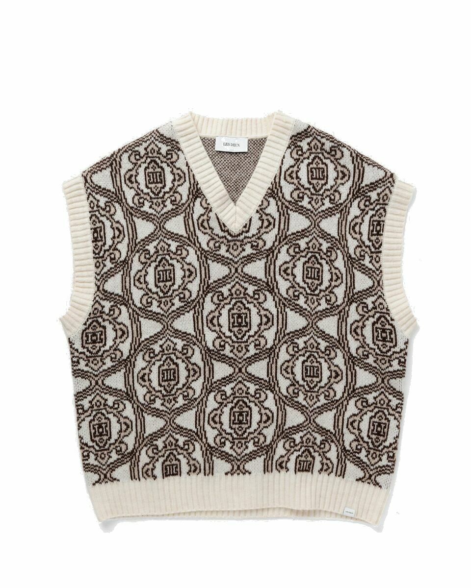 Photo: Les Deux Fillip Jacquard Slipover Black/Beige - Mens - Vests