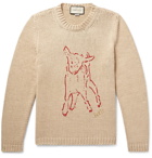 Gucci - Intarsia-Knit Ribbed Cotton Sweater - Men - Cream