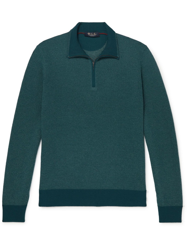 Photo: LORO PIANA - Striped Cashmere Half-Zip Sweater - Blue