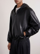 Amomento - Leather Hooded Jacket - Blue