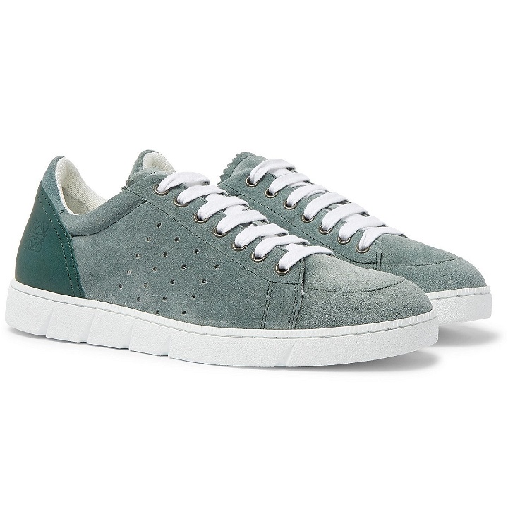 Photo: Loewe - Leather-Trimmed Suede Sneakers - Blue