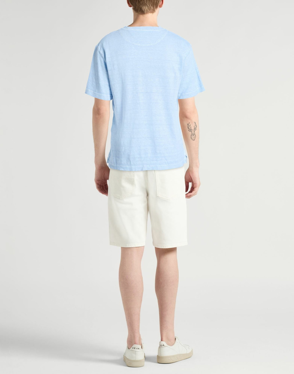120% Lino Mens T-shirt Light in Blue