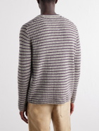 Auralee - Striped Ribbed Wool and Cashmere-Blend Sweater - Purple