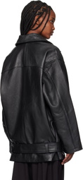 REMAIN Birger Christensen Black Oversize Leather Jacket