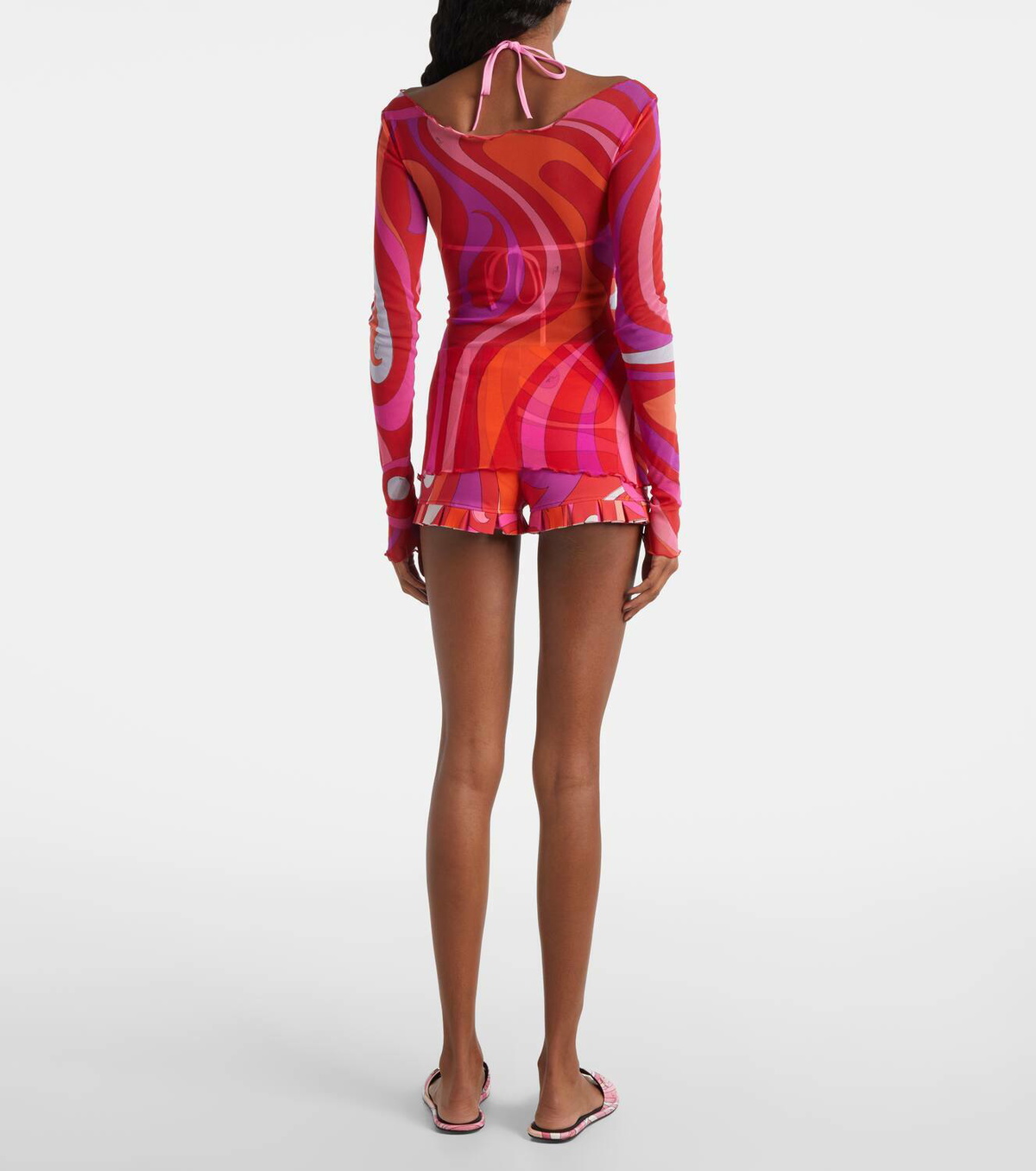 Pucci Marmo semi-sheer tulle top