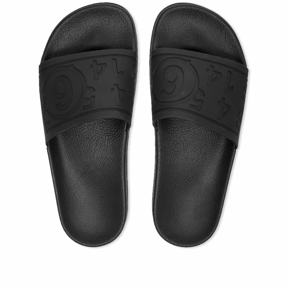 MM6 Maison Margiela Women's MM6 Logo Pool Slides in Black MM6