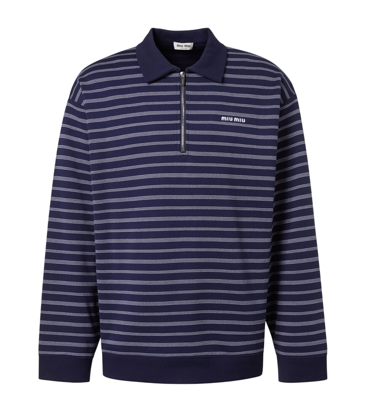 Miu Miu Logo striped cotton-blend polo sweater Miu Miu