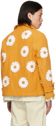 HARAGO Yellow Daisy Appliqué Jacket