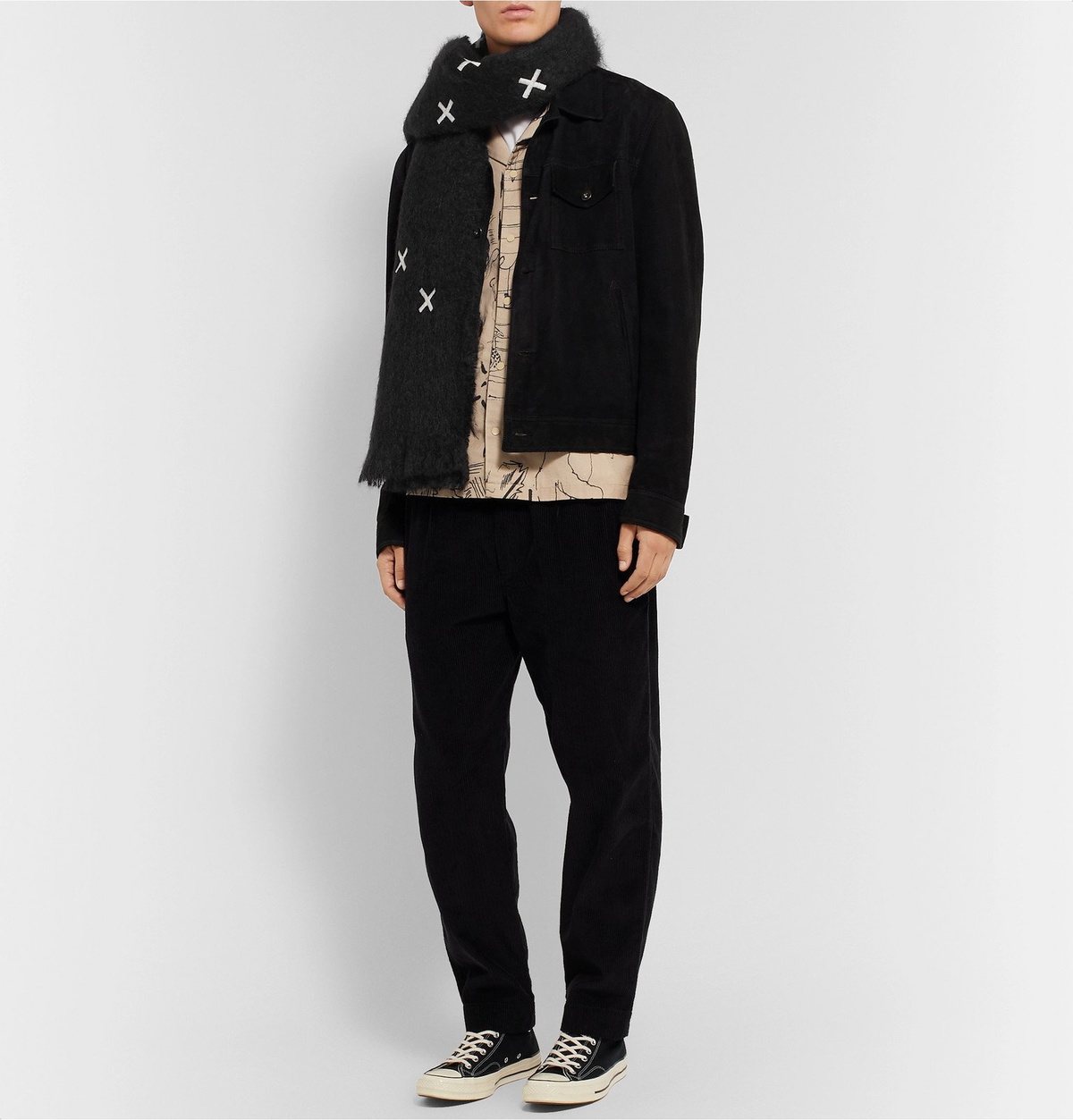 Jupe by Jackie - Hocken Embroidered Mohair Scarf - Black