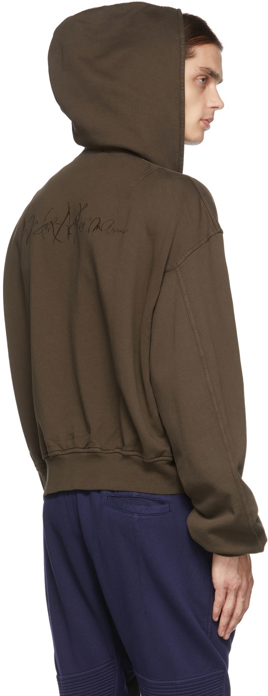 Haider Ackermann Brown Embroidered Zipped Hoodie