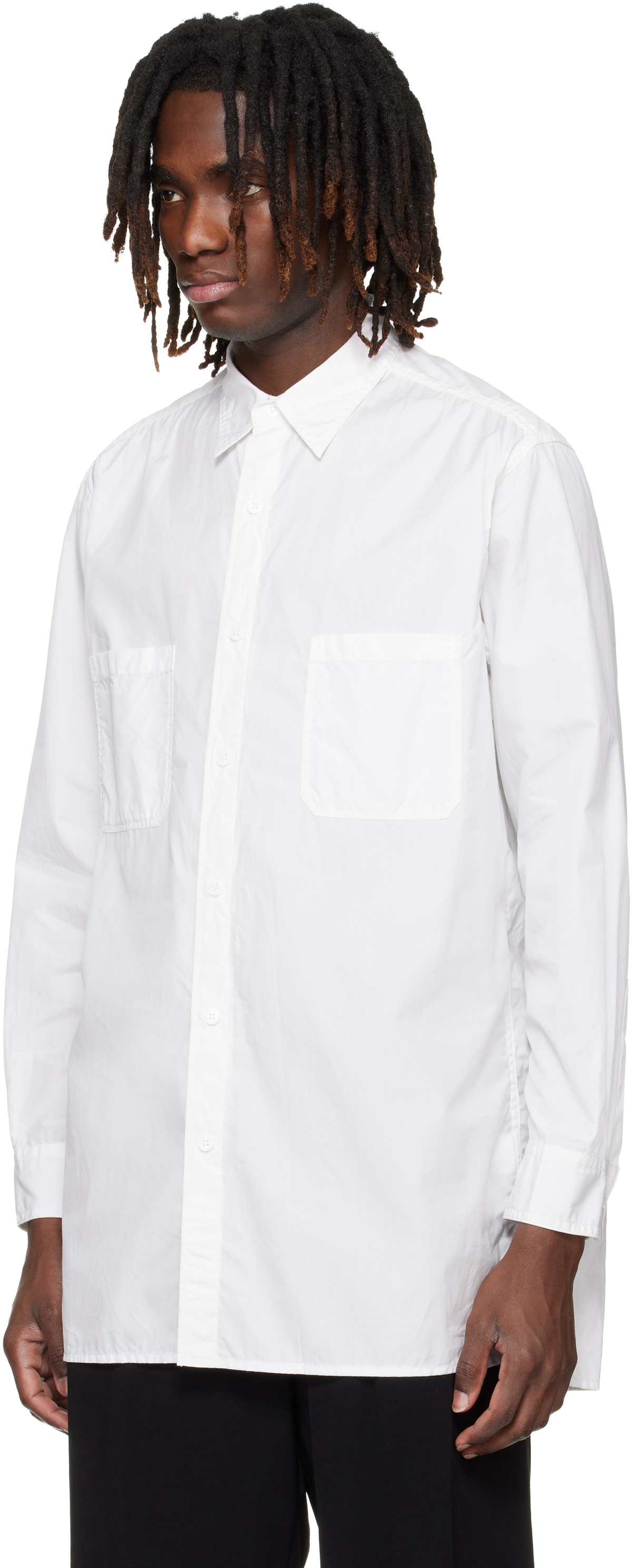 YOHJI YAMAMOTO White Big Standard Chain Stitch Shirt