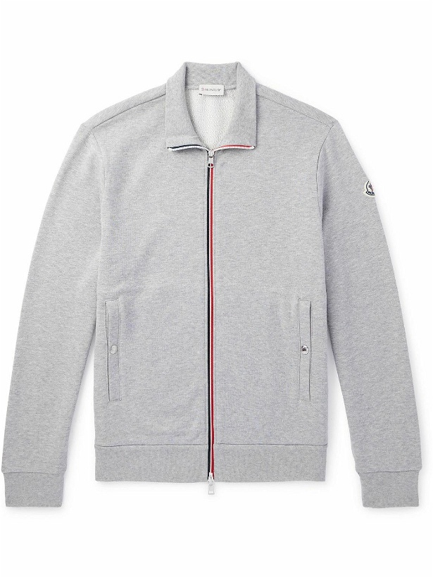 Photo: Moncler - Logo-Appliquéd Cotton-Jersey Sweatshirt - Gray