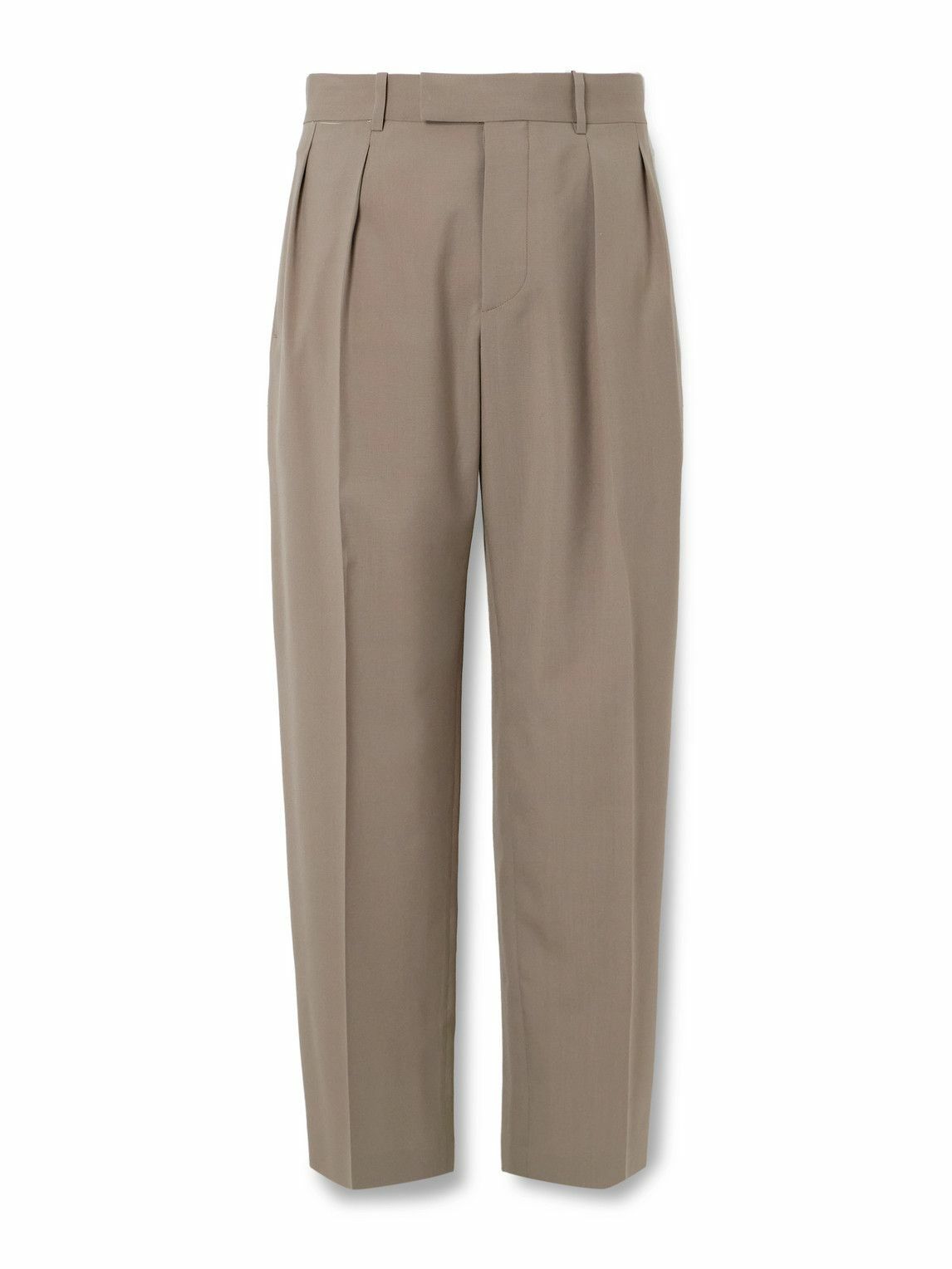 スーツ THE ROW Mikeno Pleated Wool Pants The Row - Mikeno Straight-Leg Pleated Wool Suit Trousers - Brown