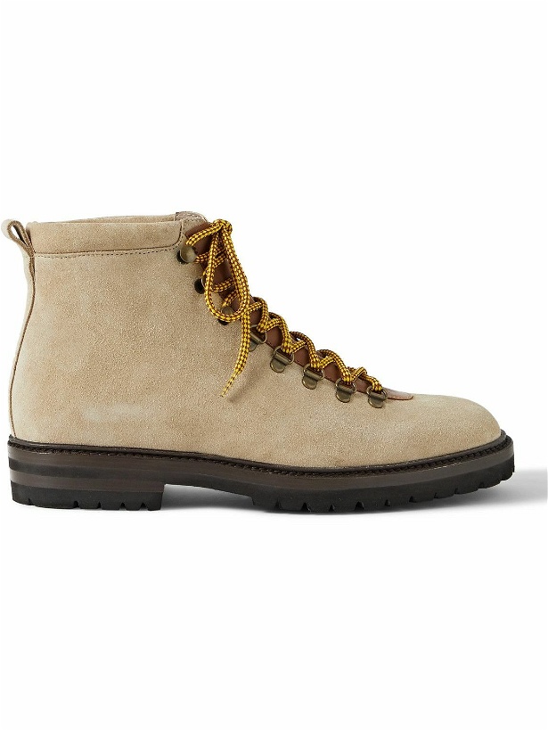 Photo: Manolo Blahnik - Calaurio Leather-Trimmed Suede Hiking Boots - Neutrals