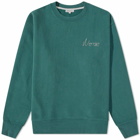 Norse Projects Men's Arne Chain Stitch Logo Crew Sweat in Dartmouth Green