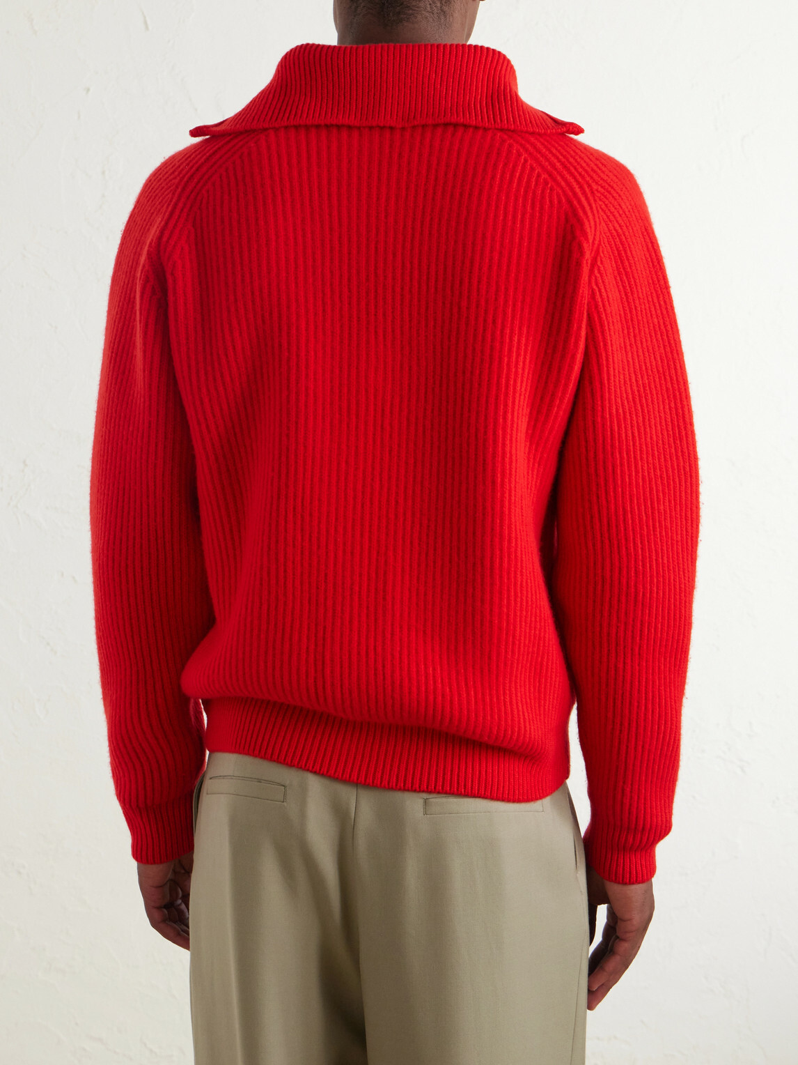 Jil Sander - Ribbed Wool Zip-Up Sweater - Red