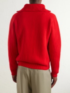 Jil Sander - Ribbed Wool Zip-Up Sweater - Red