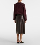 'S Max Mara Leather midi skirt