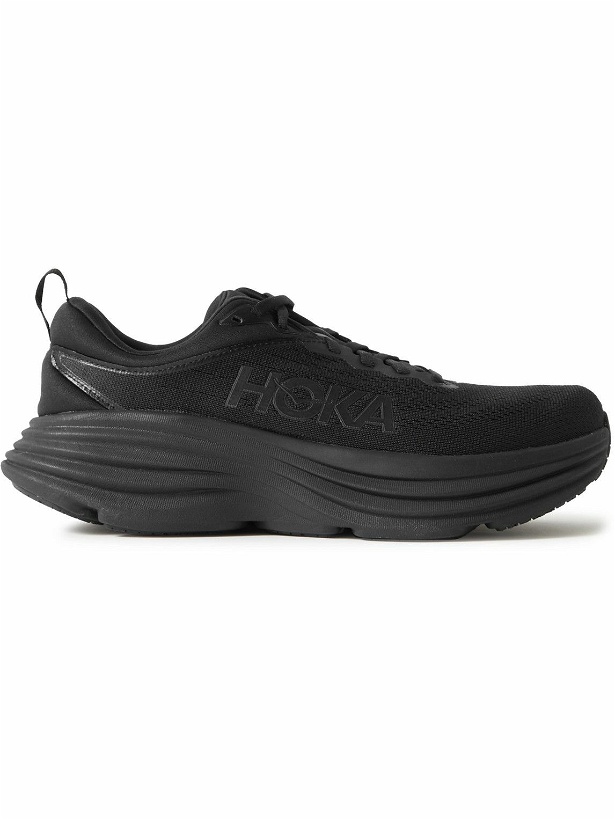 Photo: Hoka One One - M Bondi 8 Rubber-Trimmed Mesh Running Sneakers - Black
