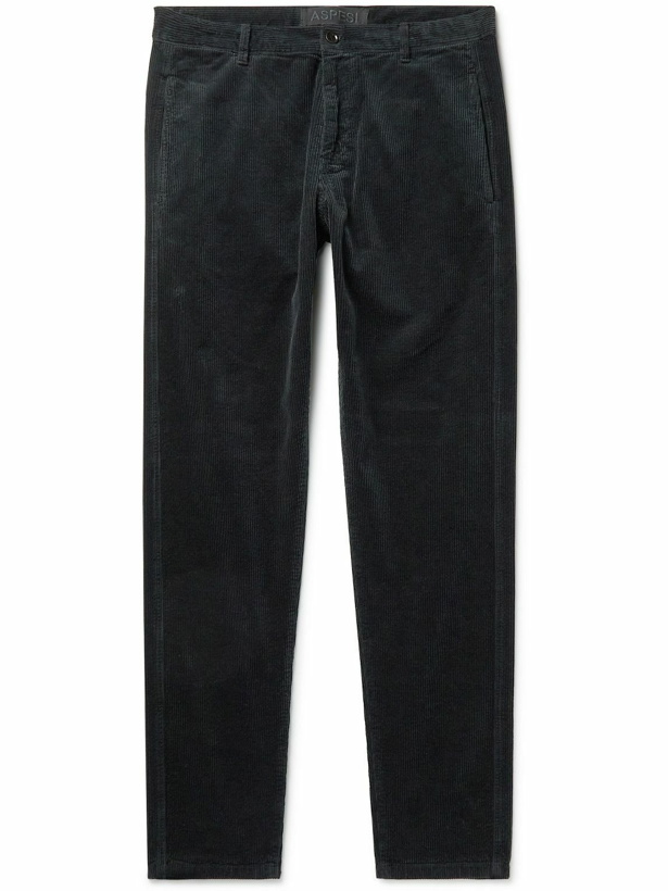 Photo: Aspesi - Straight-Leg Garment-Dyed Cotton-Corduroy Trousers - Black