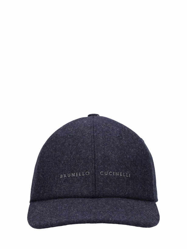 Photo: BRUNELLO CUCINELLI Logo Wool Flannel Baseball Cap