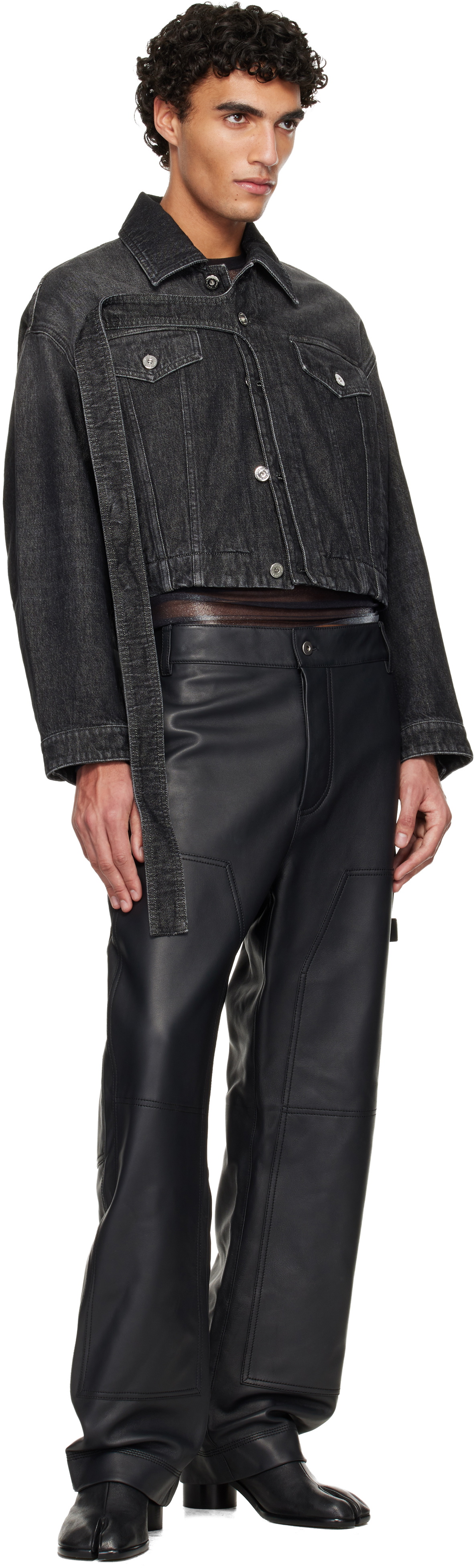 Jean Paul Gaultier Black Oversized Strap Denim Jacket Jean Paul