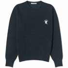 Acne Studios Men's Kiza Alpaca Logo Crew Knit in Dark Navy Melange