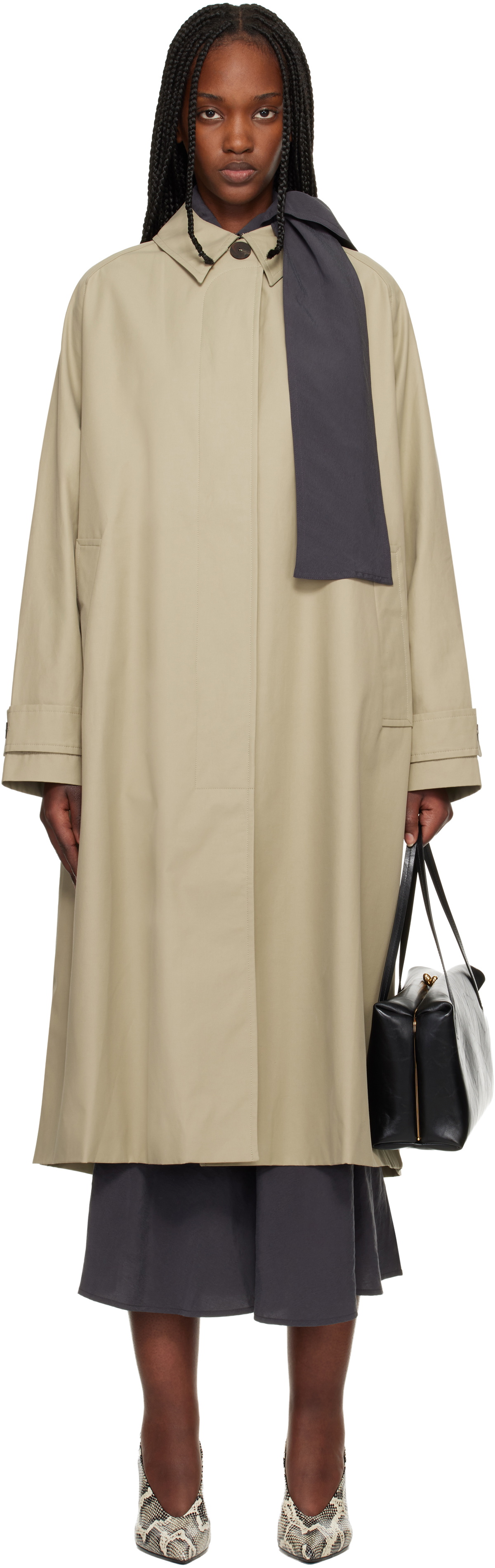 Studio Nicholson Beige Holin Technical Cotton Trench Coat