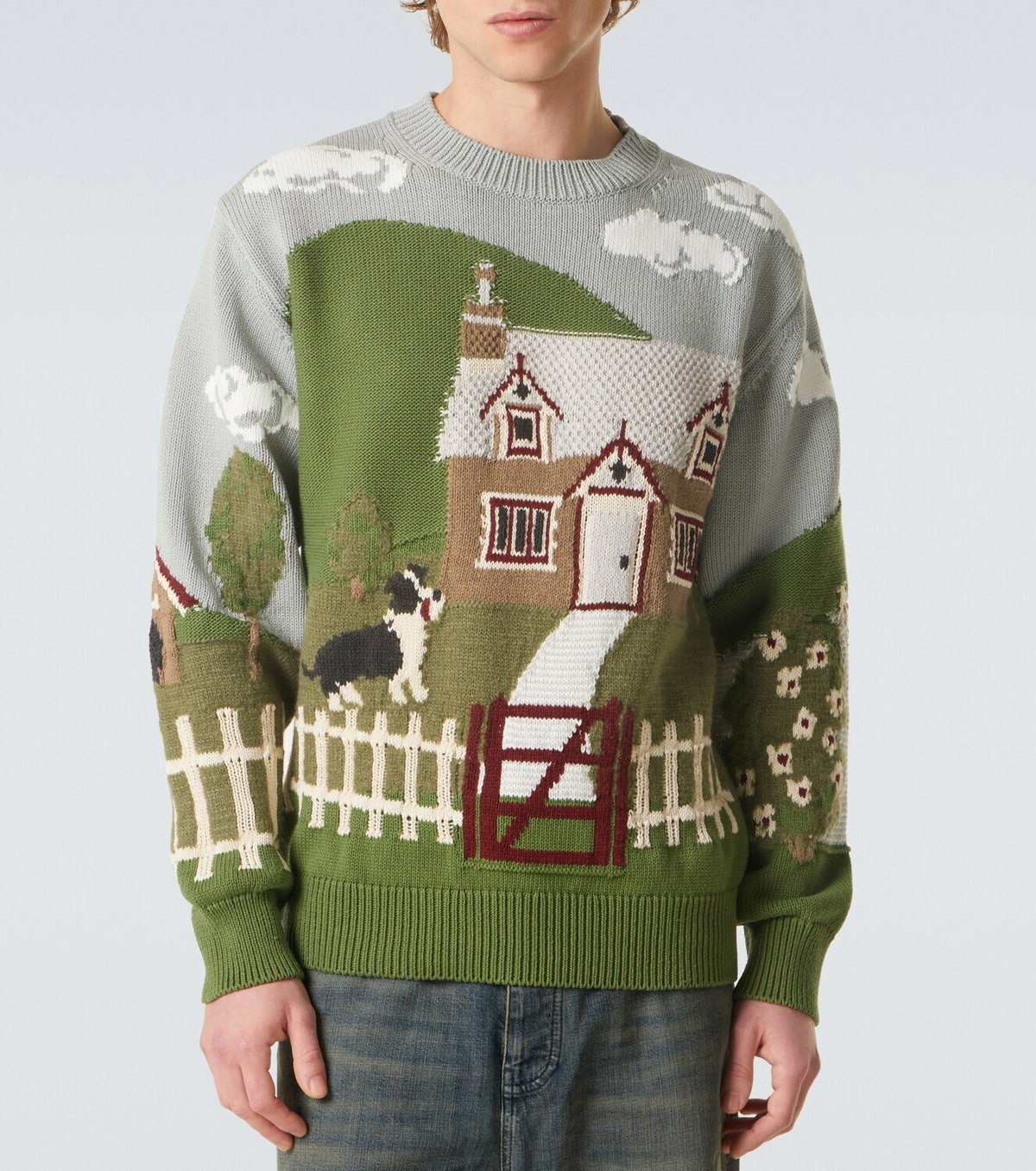 Junya Watanabe Intarsia cotton and wool sweater
