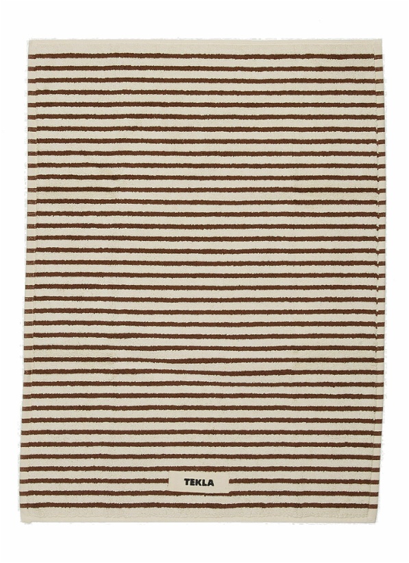 Photo: Striped Logo Patch Bath Mat in White