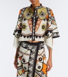 La DoubleJ Foulard printed cropped cotton shirt