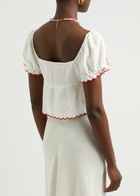 Rixo Didi Floral-embroidered Woven top Cream