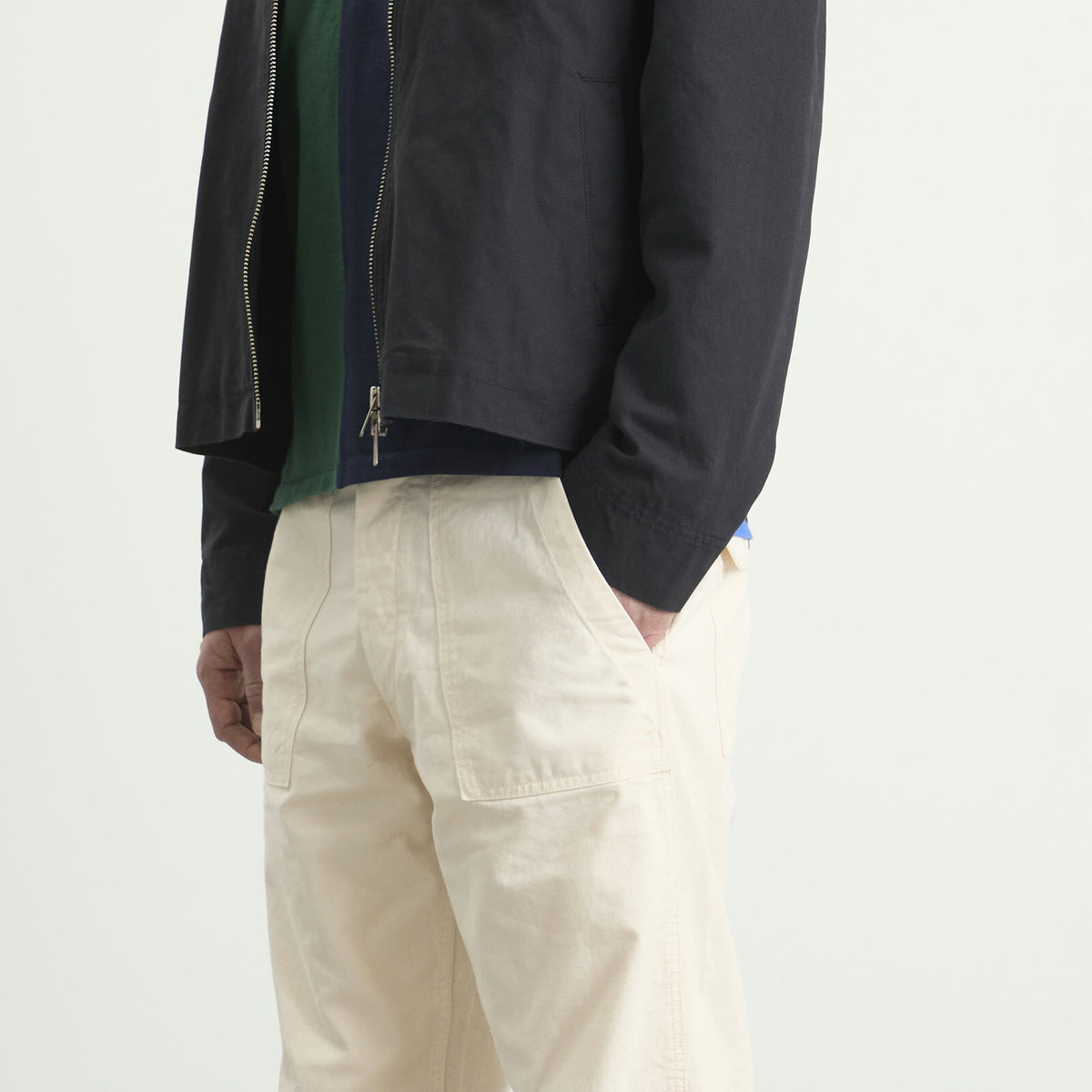 Drake's Men's Twill Fatigue Trousers in Ecru