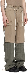 Ottolinger Gray & Khaki Baggy Cargo Pants