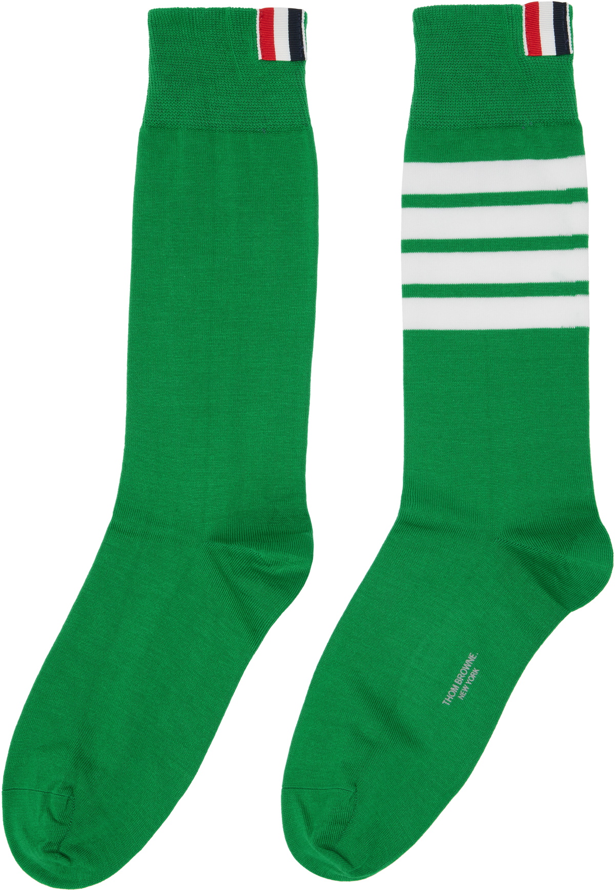 Thom Browne Green Cotton 4-Bar Mid Calf Socks