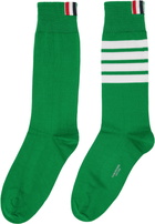 Thom Browne Green Cotton 4-Bar Mid Calf Socks