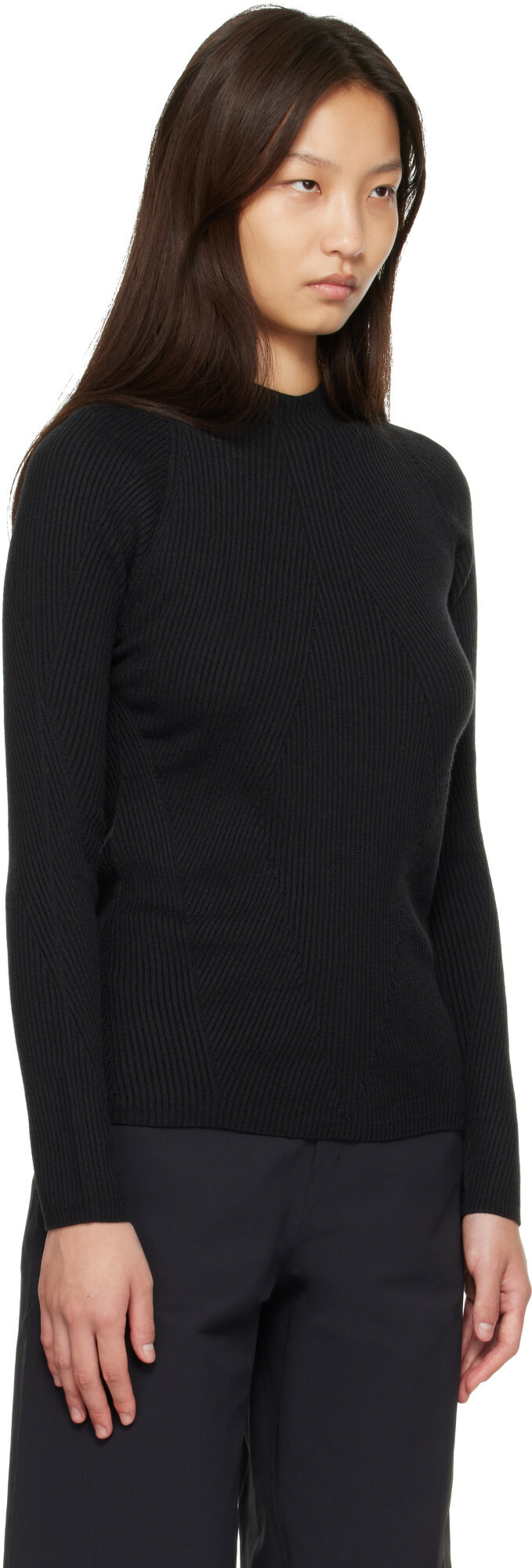 Veilance Black Conic Wool Midlayer Sweater