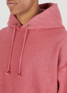 Reverse Weave Poly Fleece Hooded Sweatshirt in Red