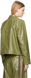 Song for the Mute Green Cropped Faux-Leather Jacket