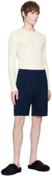 Marni Navy Twisted Cotton Shorts