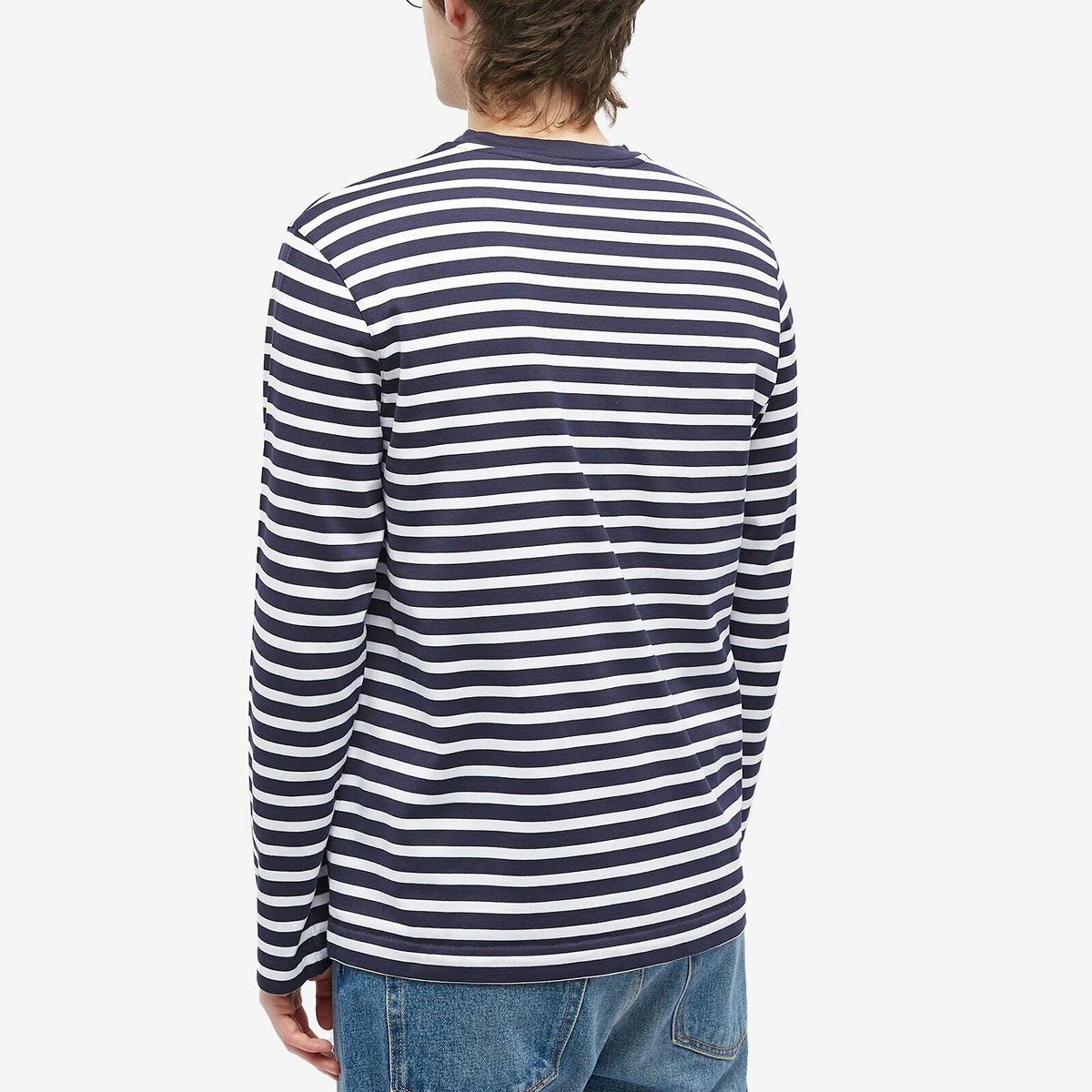 【送料関税込】Maison Kitsune Fox Head Marin Long T-Shirt Maison Kitsuné Men's Fox Head Patch Marine Stripe Long