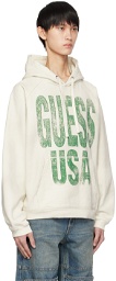 GUESS USA Off-White Printed Hoodie