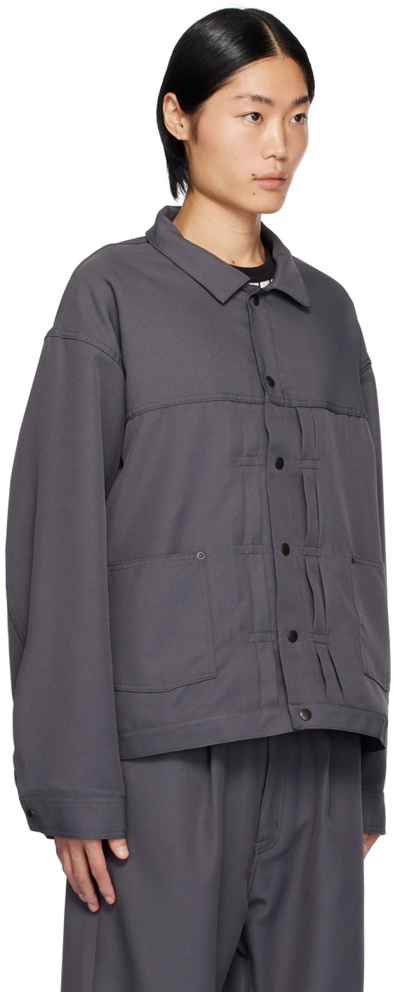JieDa Gray Press-Stud Jacket