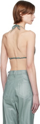 Rick Owens Blue Hollywood Waxy Lamb Leather Bra