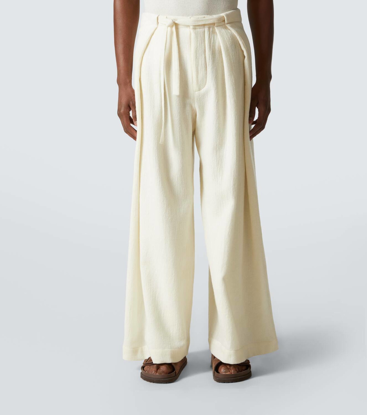 King & Tuckfield Deep Fold wool wide-leg pants